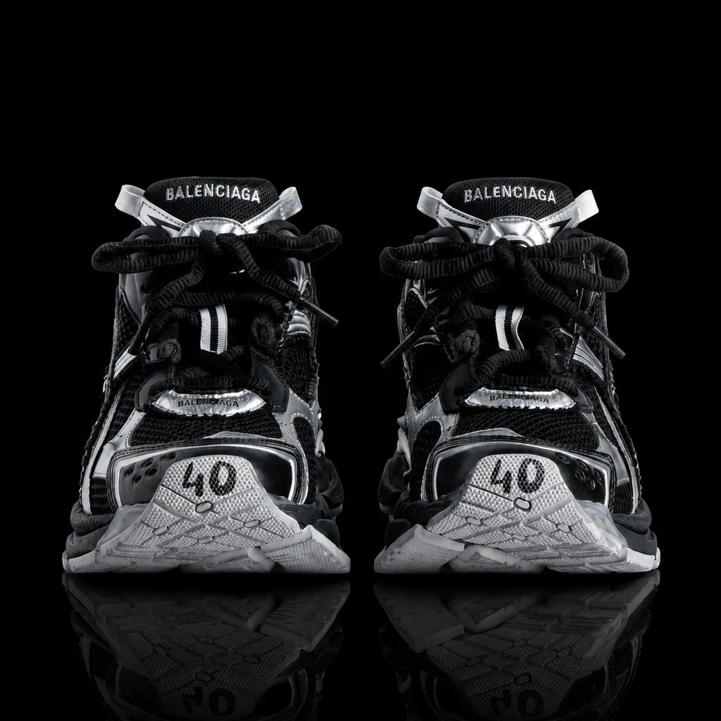 Balenciaga Men's Runner Sneaker in Black/silver