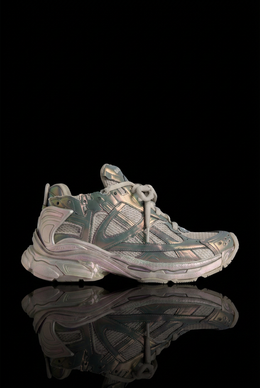 Runner Iridescent Sneaker in Beige/pink