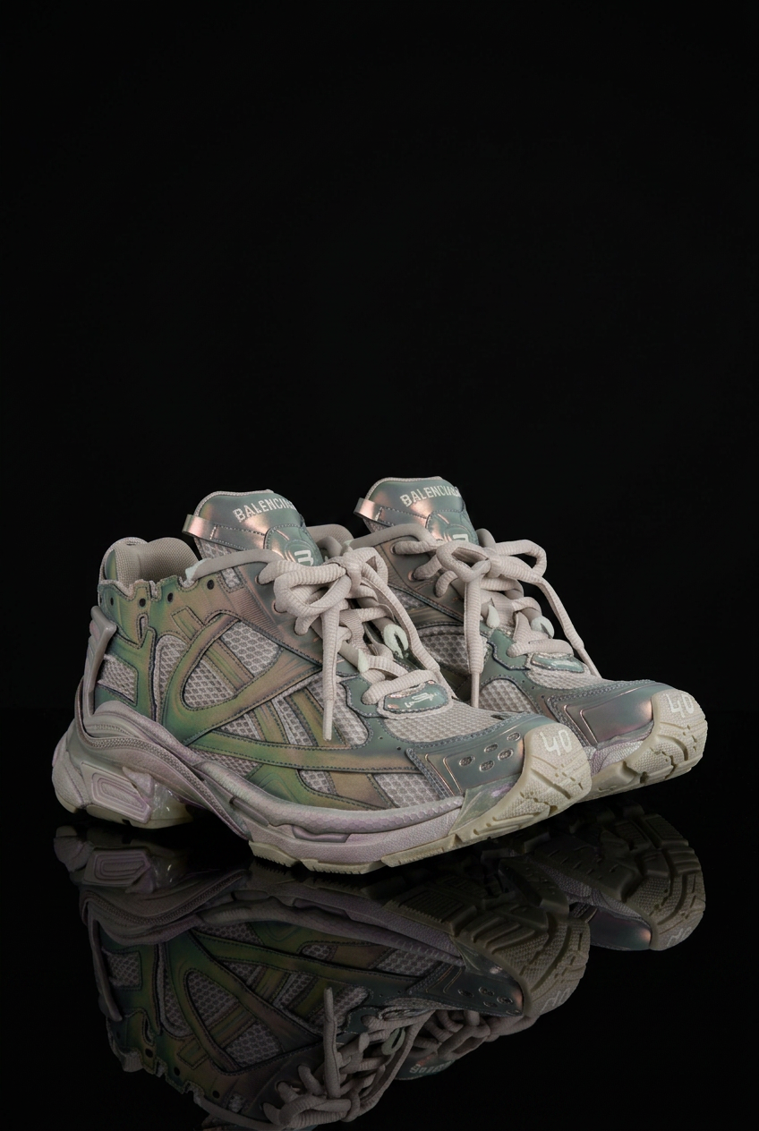 Runner Iridescent Sneaker in Beige/pink