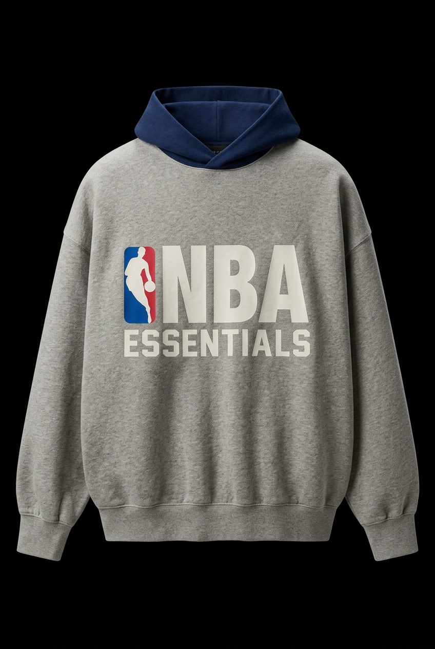 Fear of God Essentials NBA Sport Hoodie Concrete Heather/Estate Blue