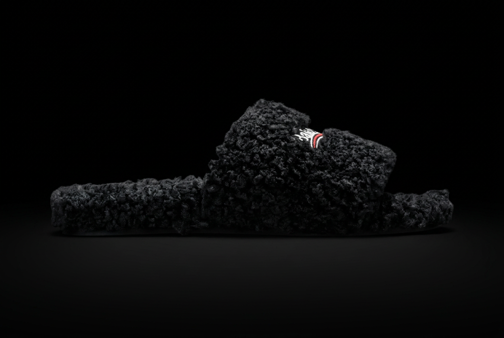 Balenciaga slides furry black