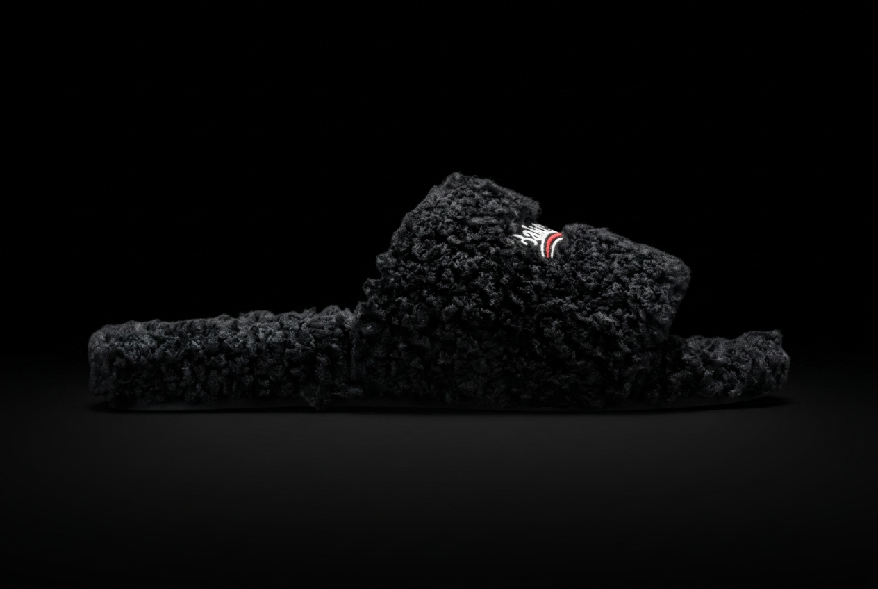 Balenciaga slides furry black