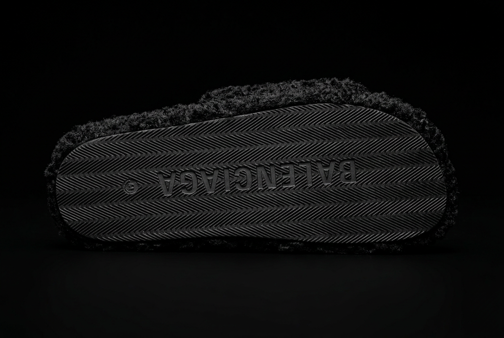 Balenciaga slides furry black