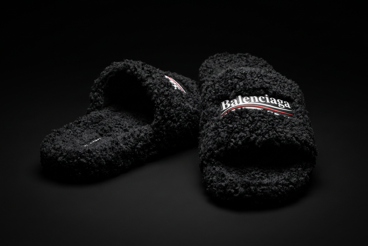 Balenciaga slides furry black