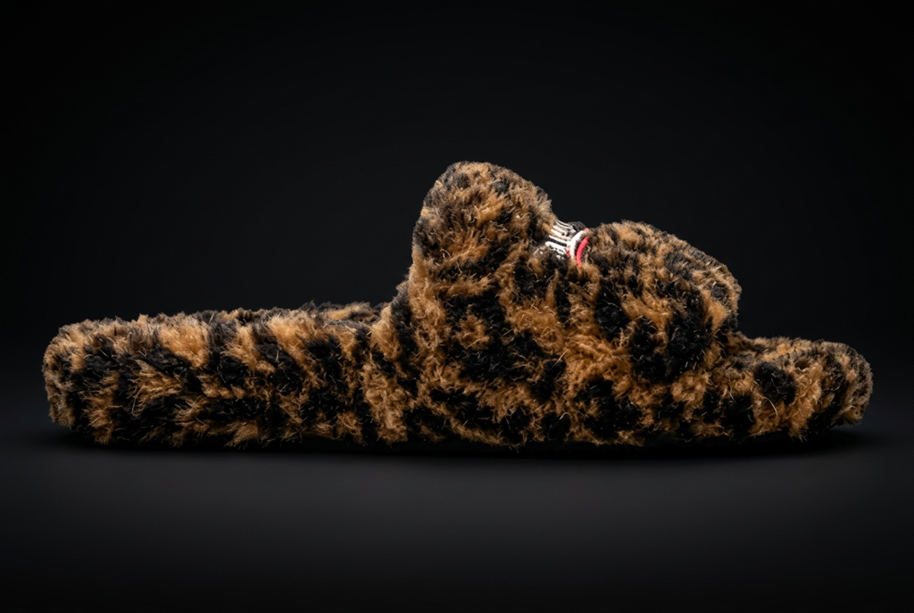 Balenciaga Leopard Print Faux Fur Slides