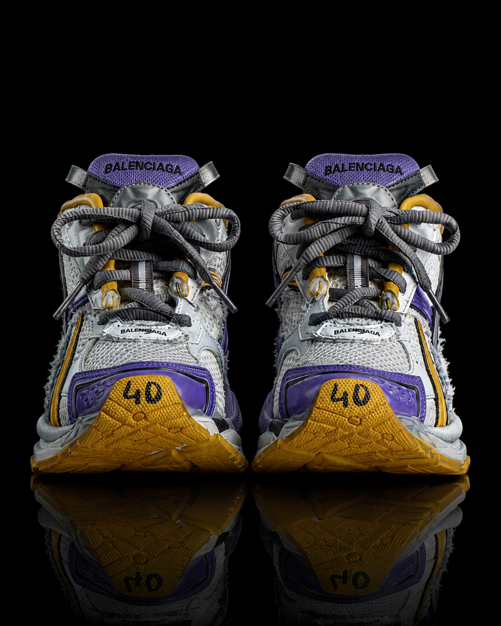 Men's Runner Sneaker in Purple/orange/grey