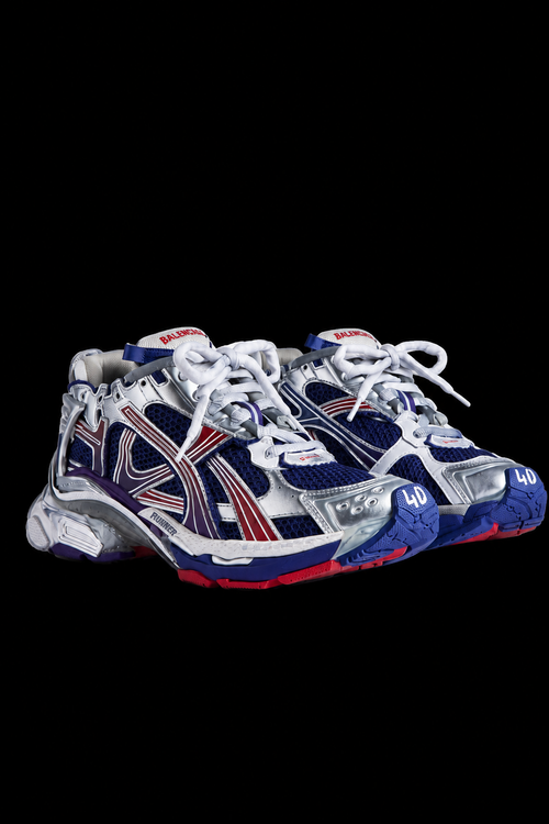 Balenciaga Men's Runner Gradient Sneaker in Navy/red/grey