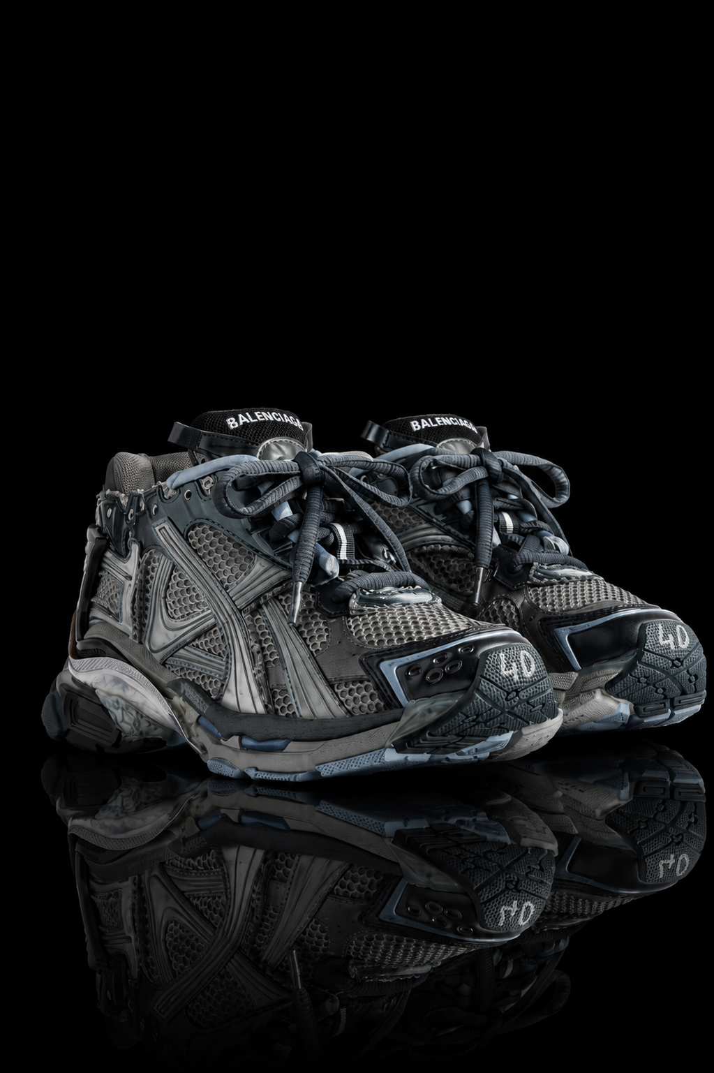 Balenciaga Men's Runner Sneaker in Grey/navy/light Blue