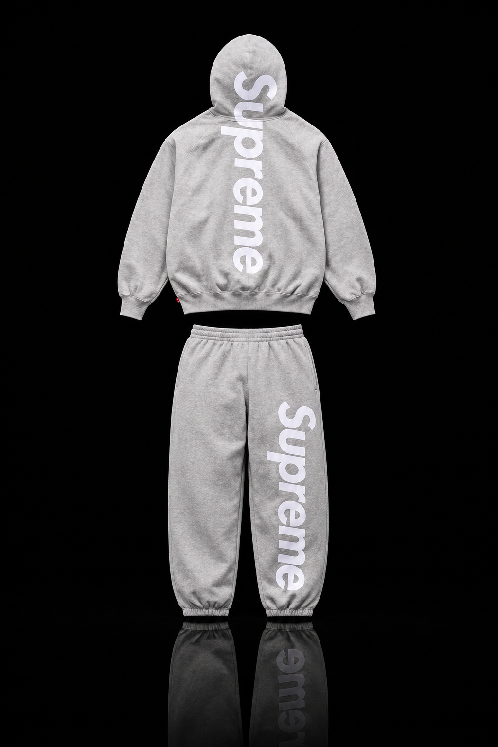 Supreme Satin Appliqué Grey/White Set