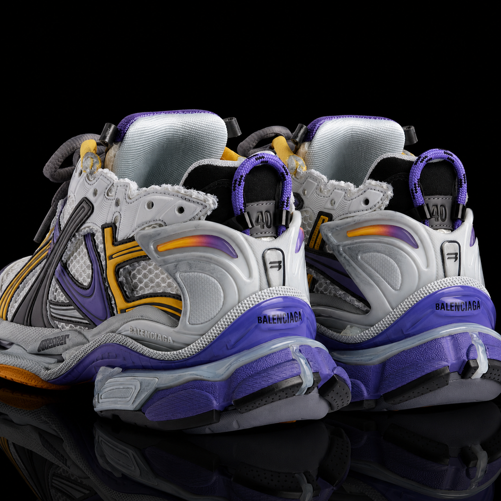Men's Runner Sneaker in Purple/orange/grey