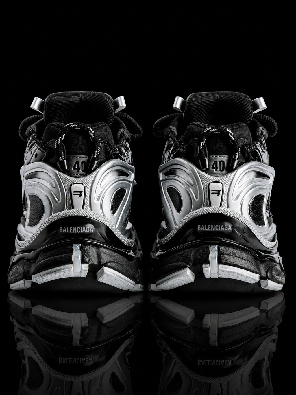 Balenciaga Men's Runner Sneaker in Black/silver