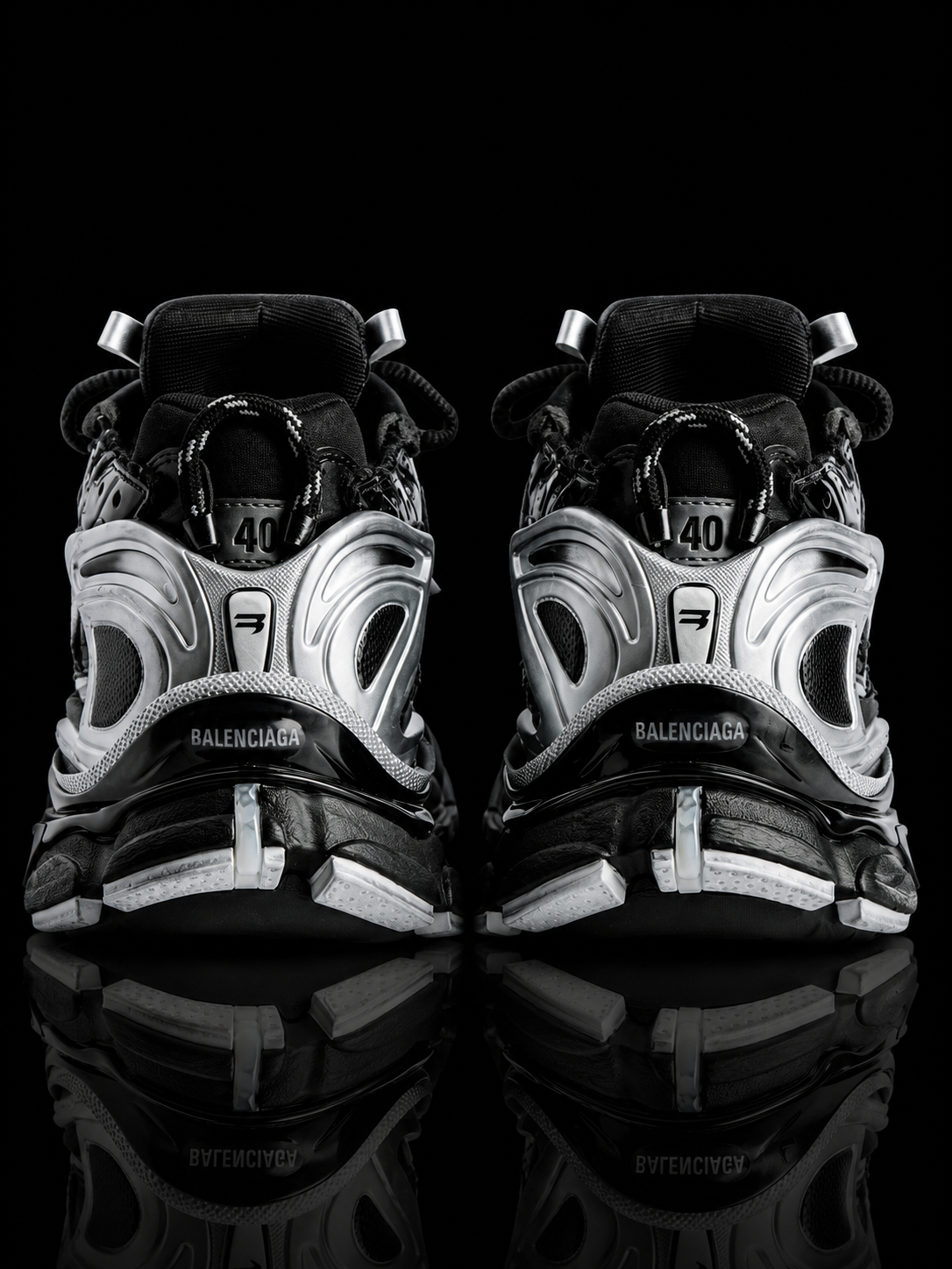Balenciaga Men's Runner Sneaker in Black/silver