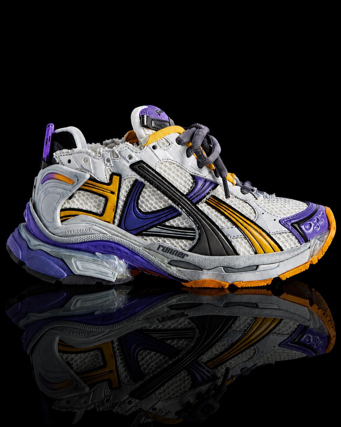 Men's Runner Sneaker in Purple/orange/grey