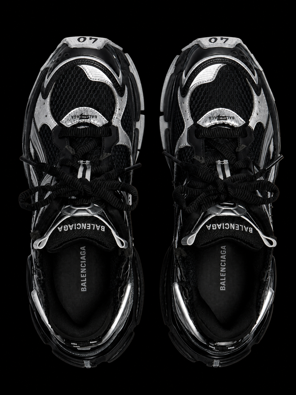 Balenciaga Men's Runner Sneaker in Black/silver