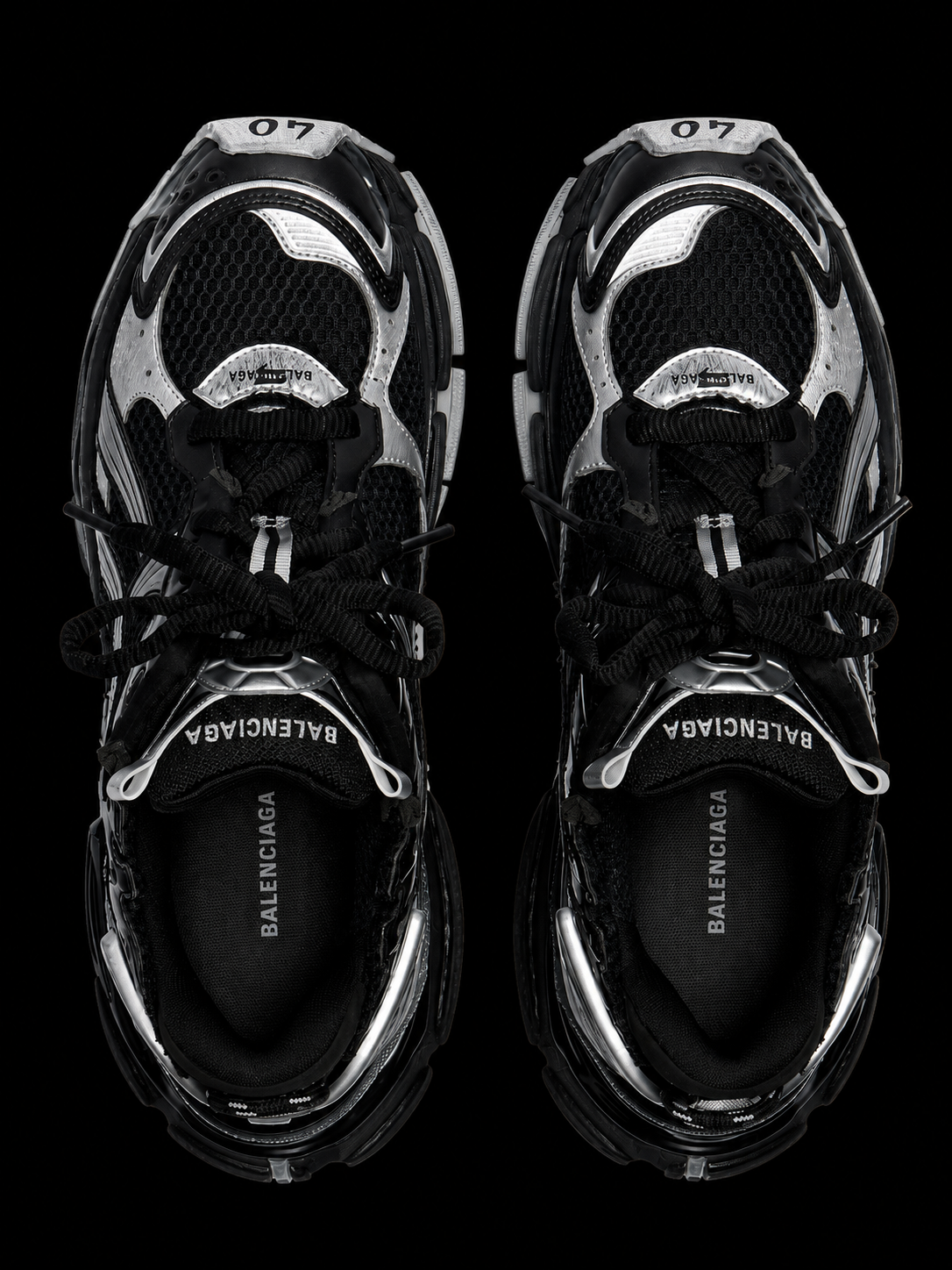 Balenciaga Men's Runner Sneaker in Black/silver