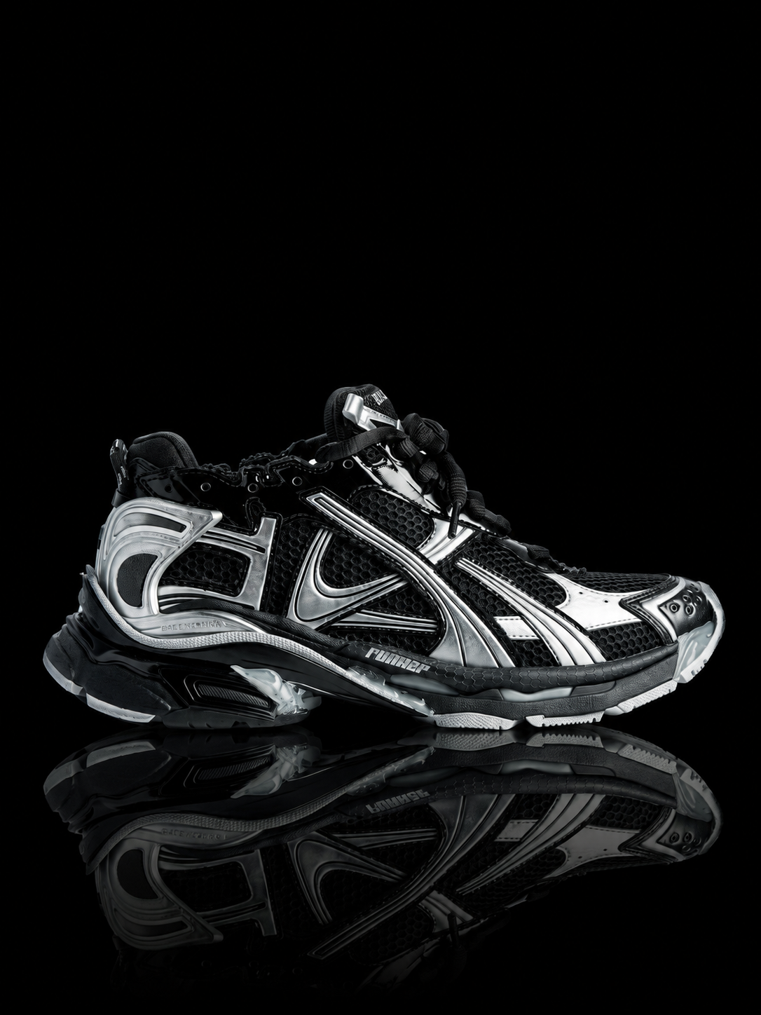 Balenciaga Men's Runner Sneaker in Black/silver