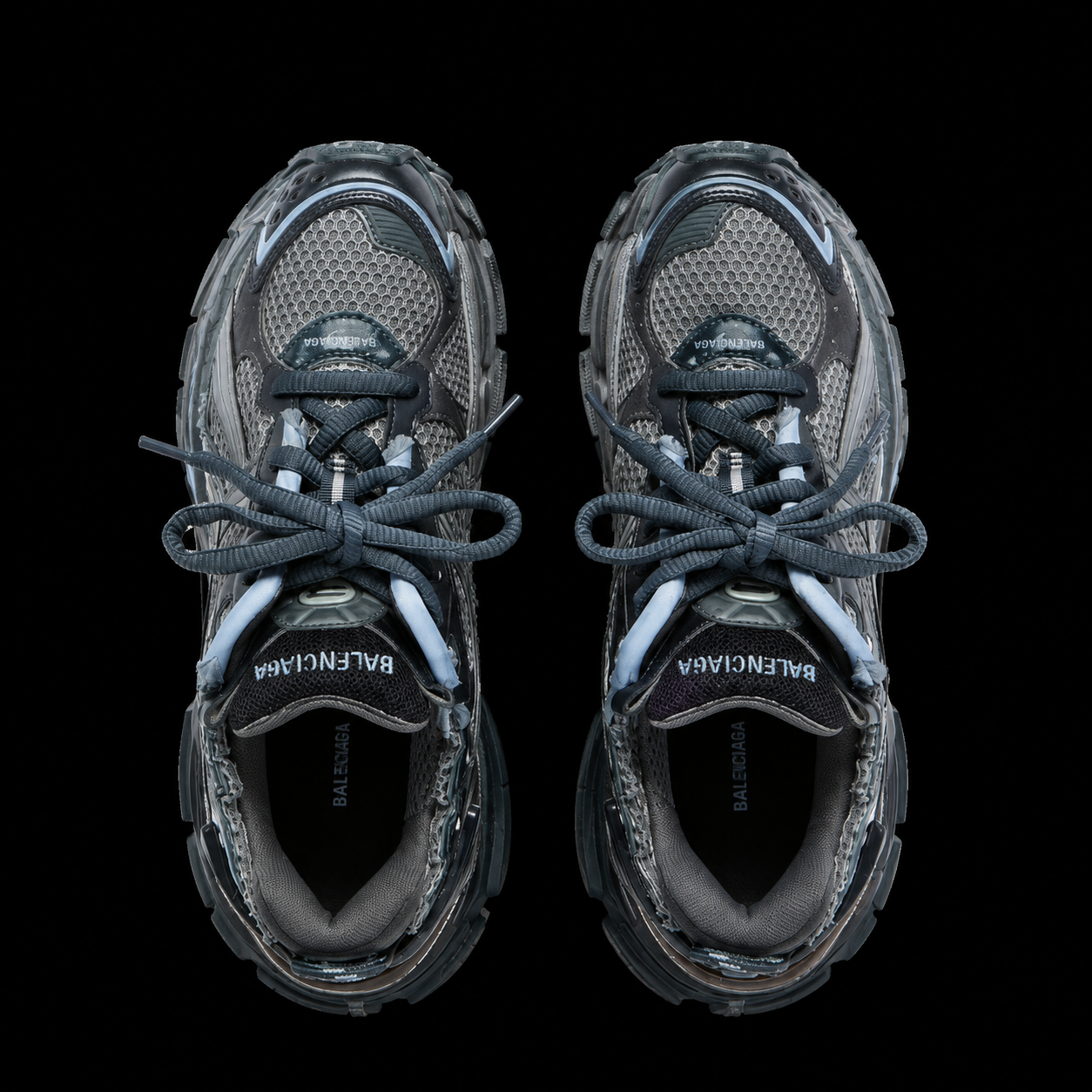 Balenciaga Men's Runner Sneaker in Grey/navy/light Blue